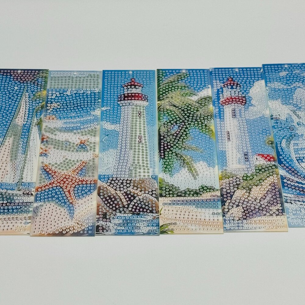 6 Sea Images DIY Kit Diamond Art With Tassels Bookmarks - Bundle -